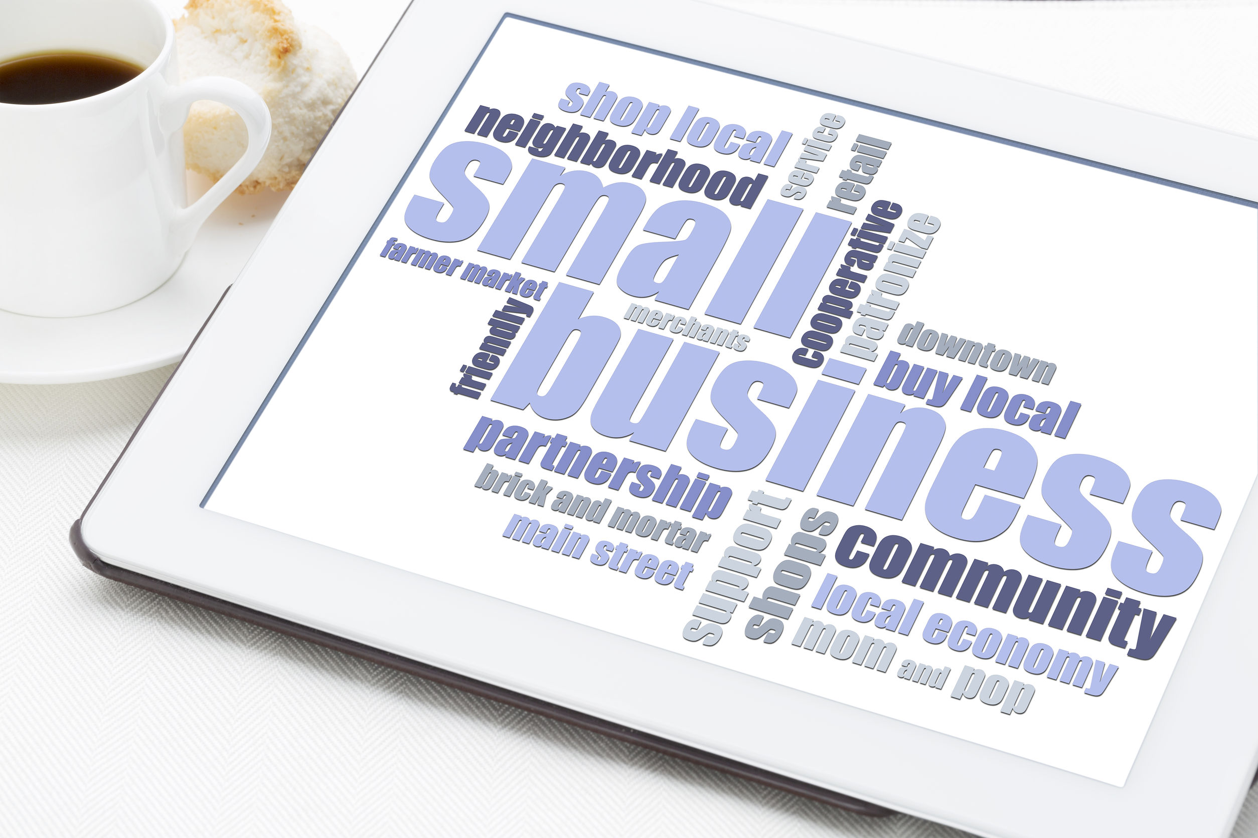 Small Business language on a tablet